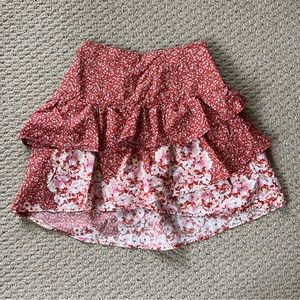 Red and White Floral Short Skirt Altar’d State